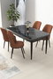 Hanah Home Juego de Comedor de 5 Piezas, Mármol Negro y Rojo Azulejo